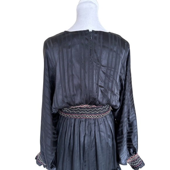 Ulla Johnson - NWT Silk Odette Midnight Smocked Long Sleeve Mini Dress Sz 2 - Picture 7 of 14